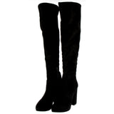 High black stretch boot with heel and plateau