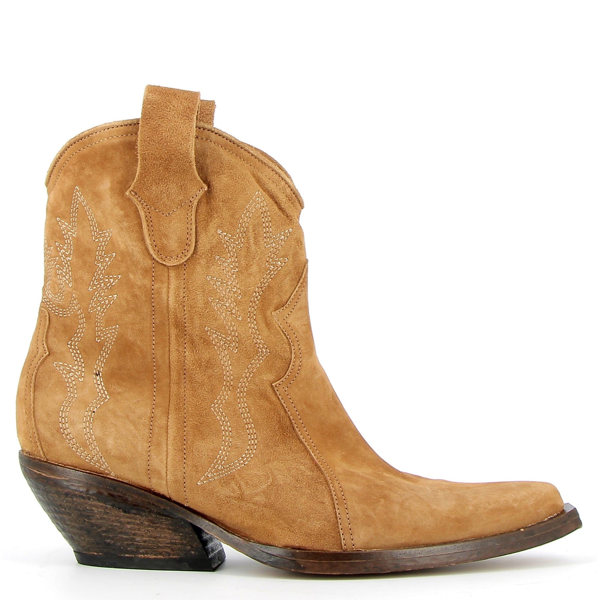 Light suede Texan ankle boot