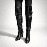 Stivale cuissard nero in pelle