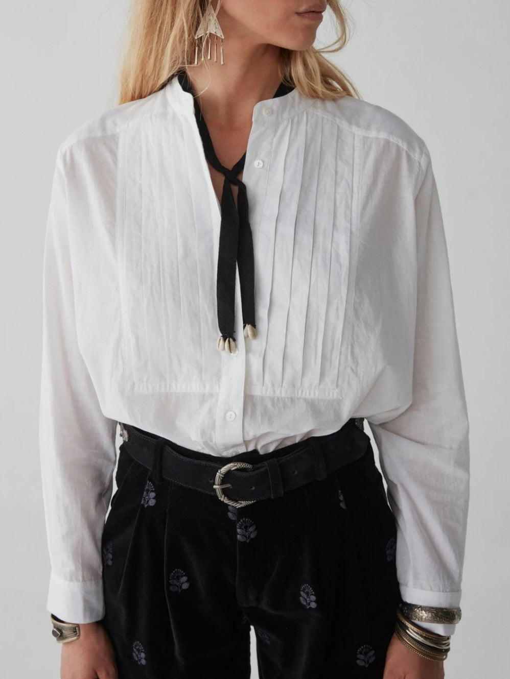 Yves Blouse Tuxedo Off White