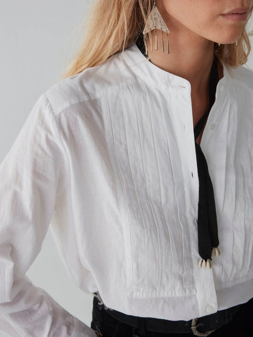 Yves Blouse Tuxedo Off White