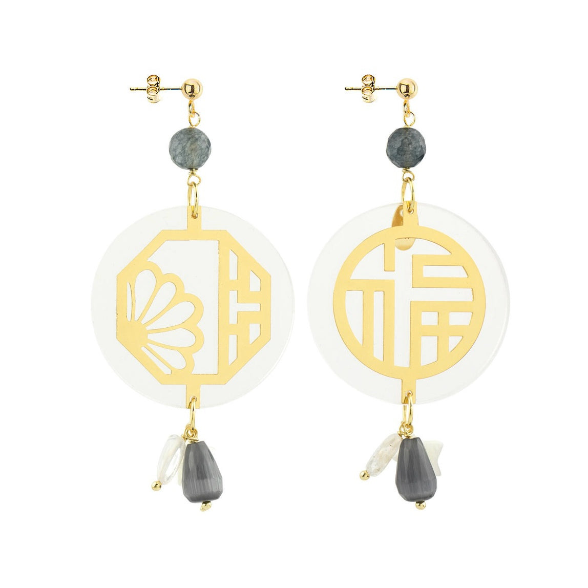 Lu Plexi Transparent Grey Earrings