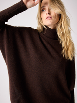 Maglione collo alto Margareth in cashmere moka