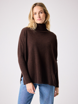 Maglione collo alto Margareth in cashmere moka