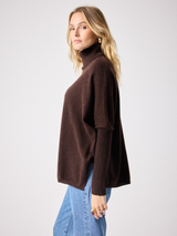 Maglione collo alto Margareth in cashmere moka