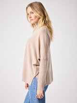 Maglione collo alto Margareth in cashmere terre fumée