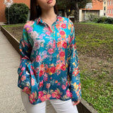 Floral foulard silk shirt