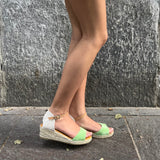 Sandal espadrilles in green suede