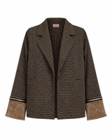 Giacca jacquard con polsini in velluto