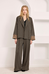 Giacca jacquard con polsini in velluto