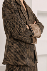 Giacca jacquard con polsini in velluto