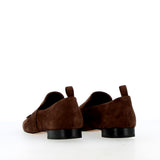 Soft moccasin in dark brown suede