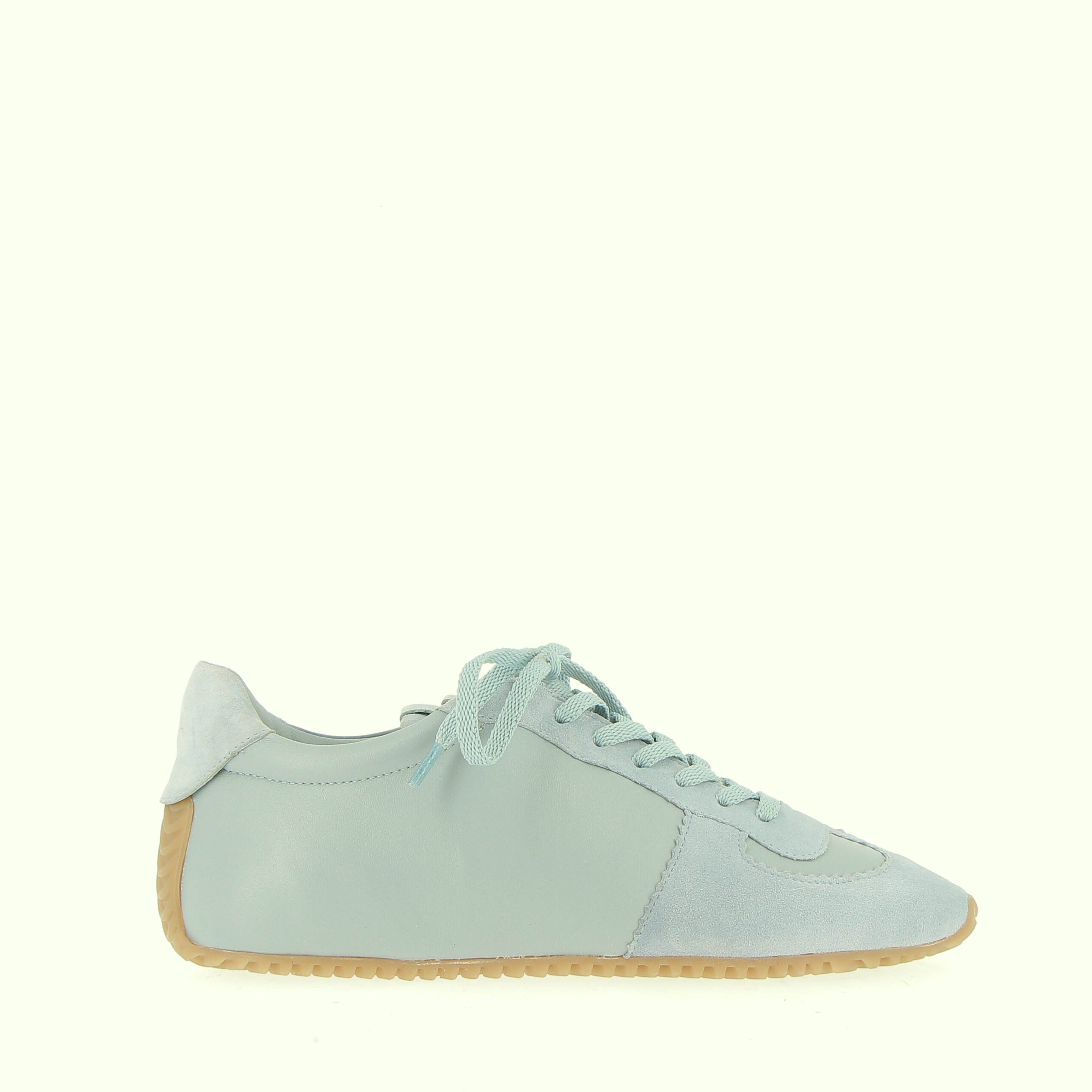 Sneaker bowler in pelle celeste
