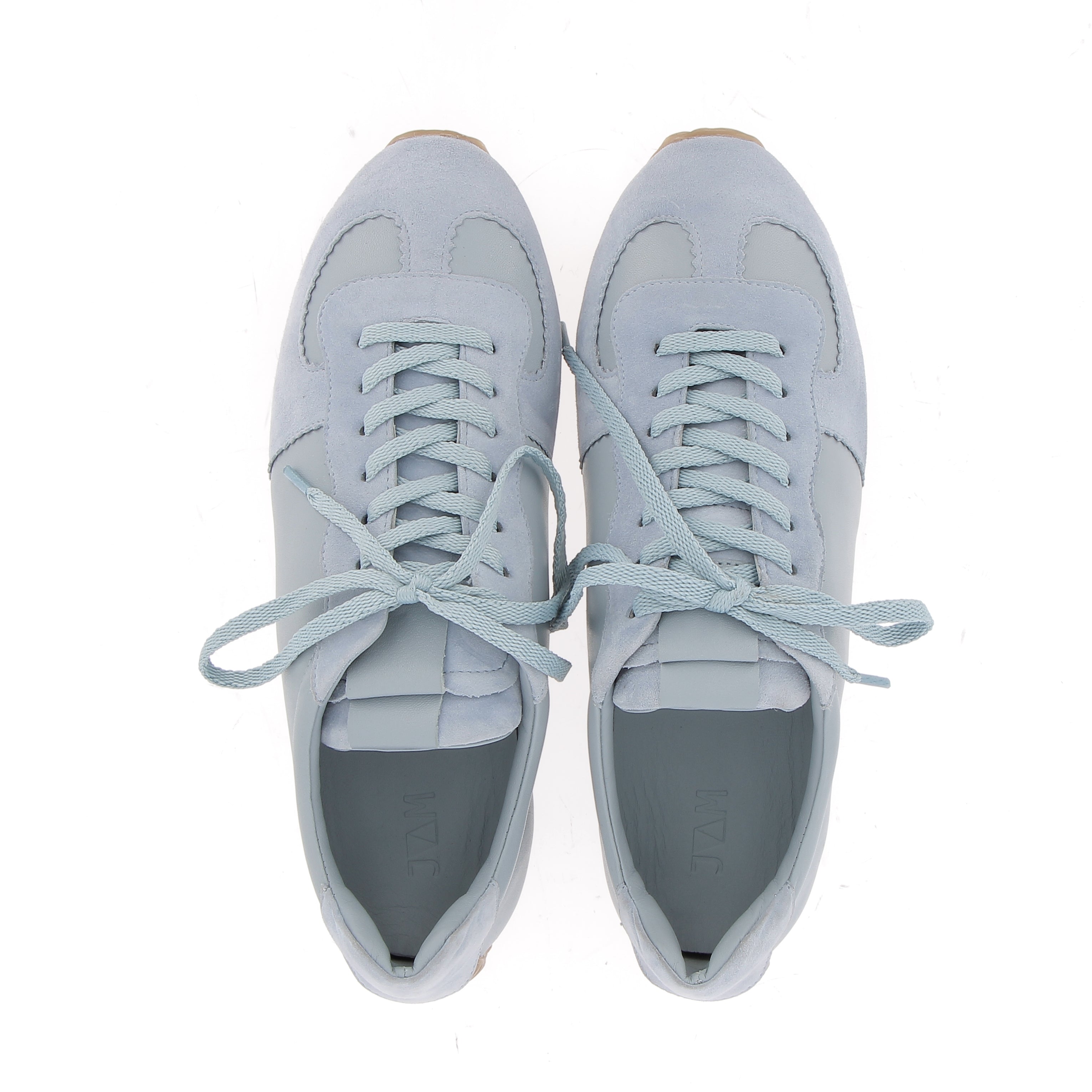 Sneaker bowler in pelle celeste