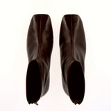 Stivaletto in pelle marrone tacco basso