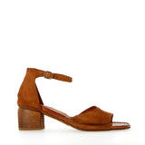 Deconstructed sandal in leather suede with strap