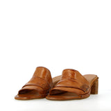 Deconstructed mule sandal in tan leather