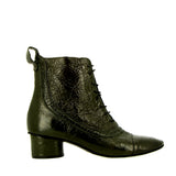 Lace-up ankle boot in soft moss patent leather