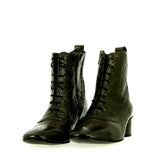 Lace-up ankle boot in soft moss patent leather