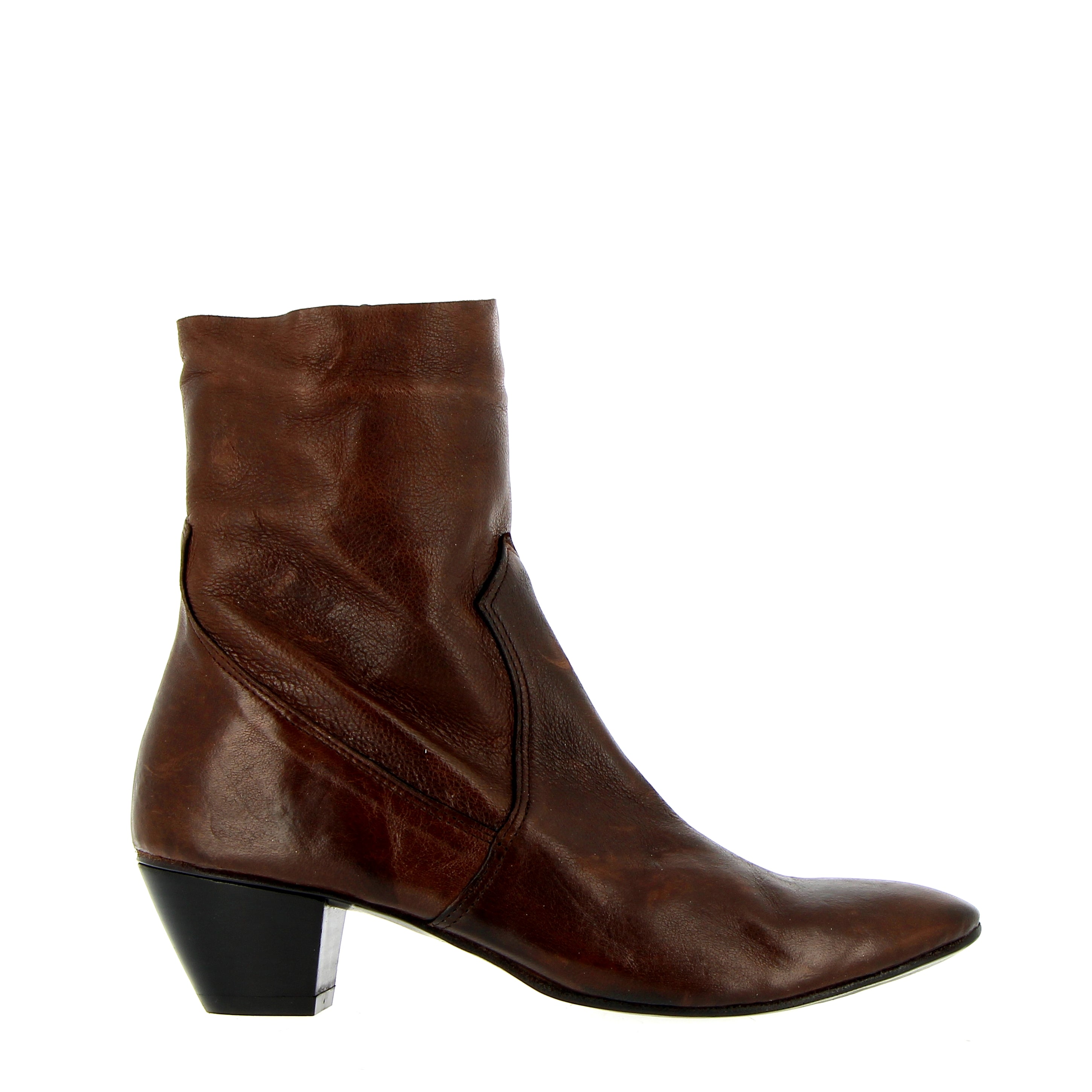 Soft brown saddle leather ankle boot