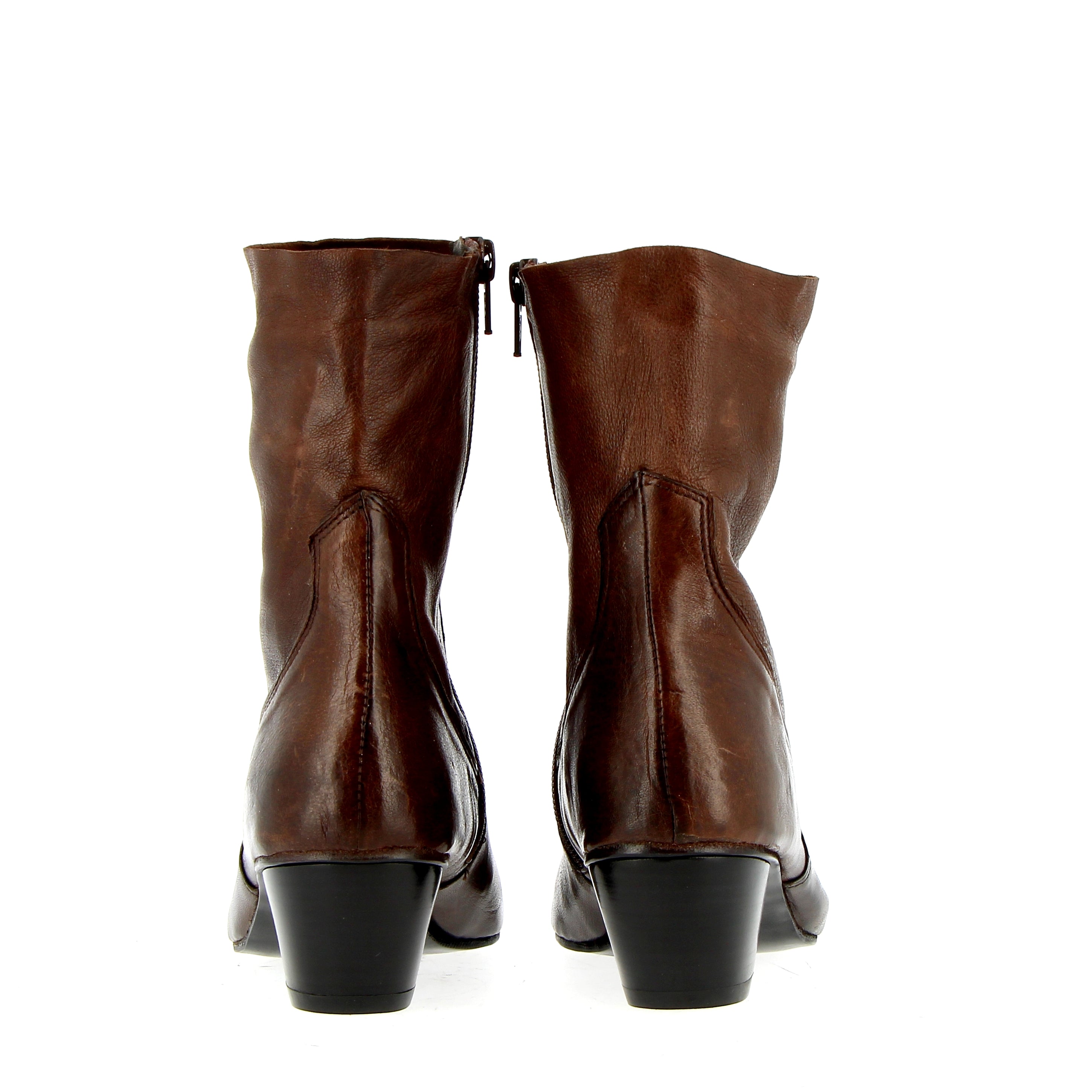 Soft brown saddle leather ankle boot