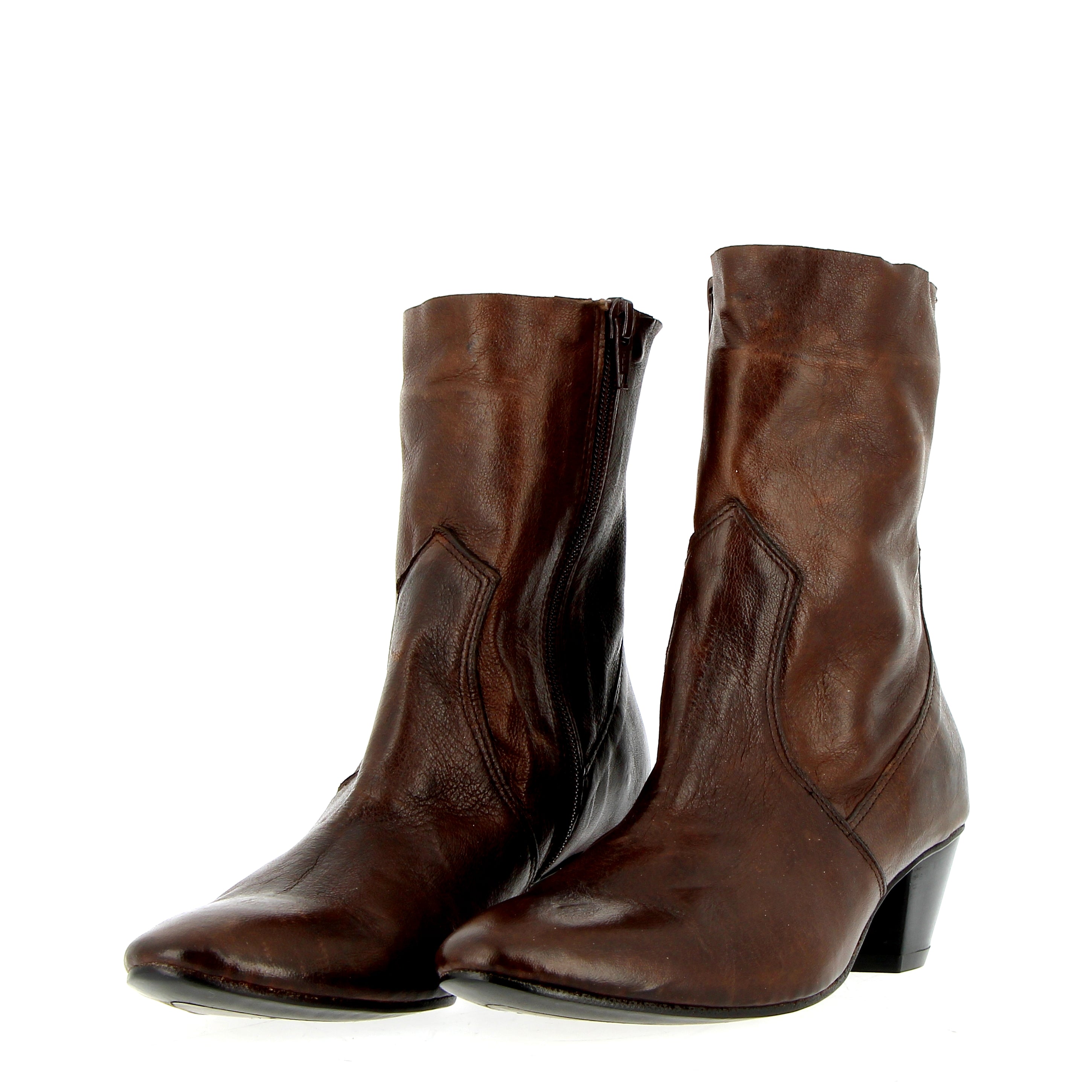 Soft brown saddle leather ankle boot