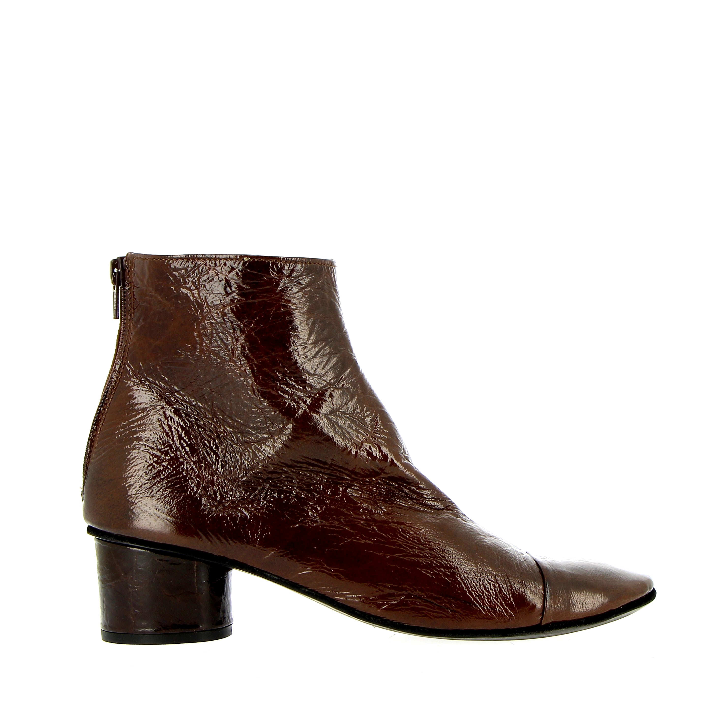 Ankle boot in soft espresso naplack leather