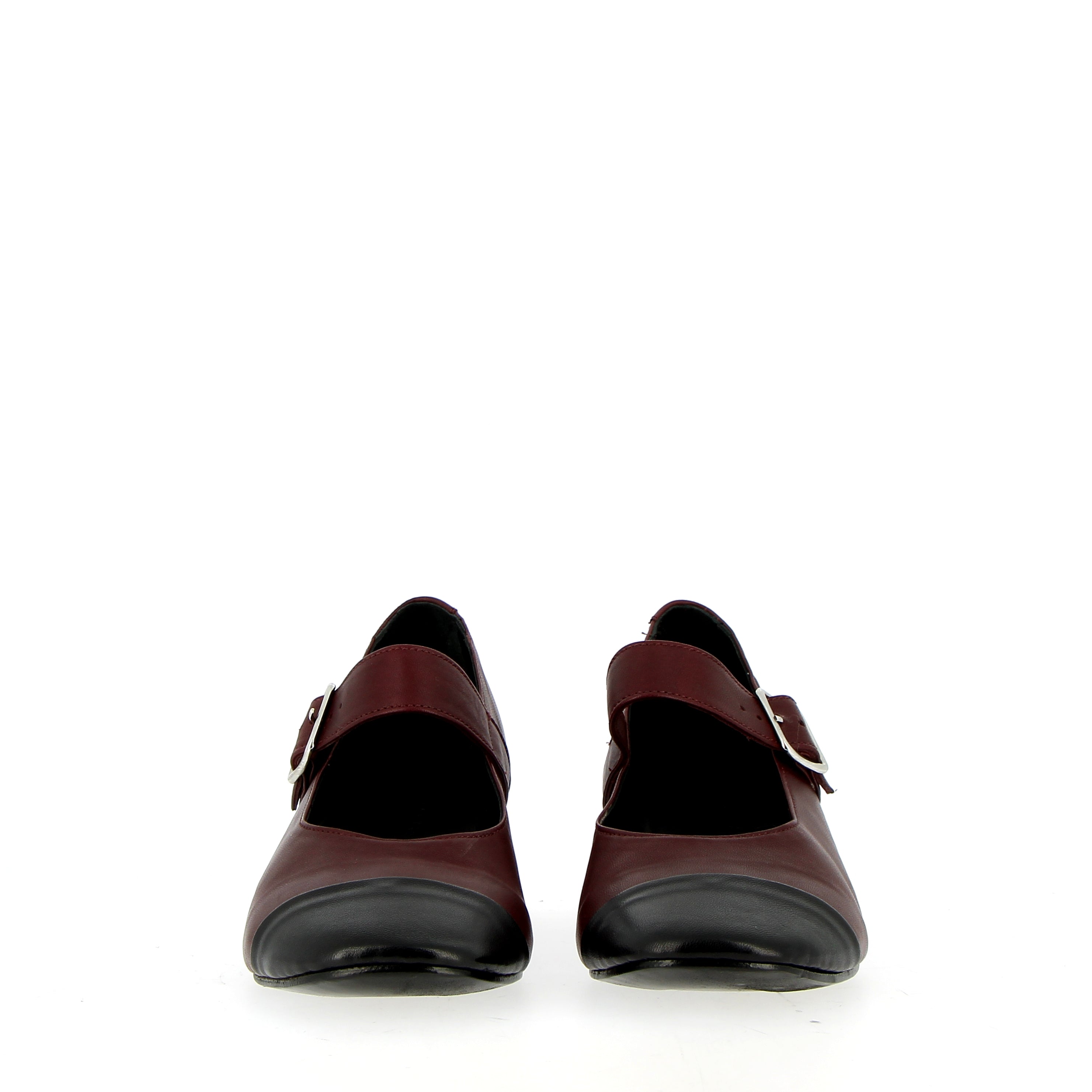 Ballerina morbida in pelle bordeaux con cinturino