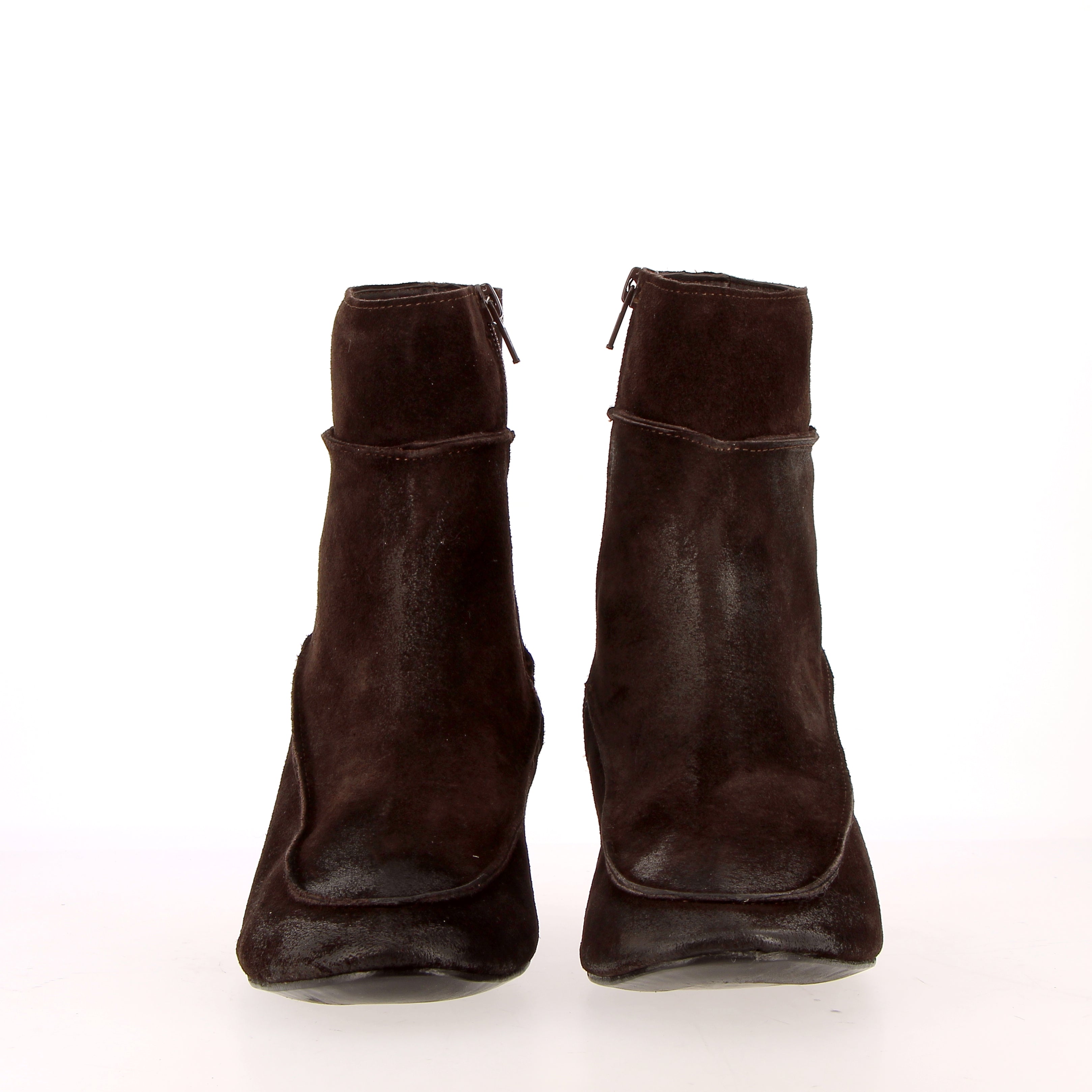 Stivaletto zippato in scamosciato morbido vintage marrone testa di moro