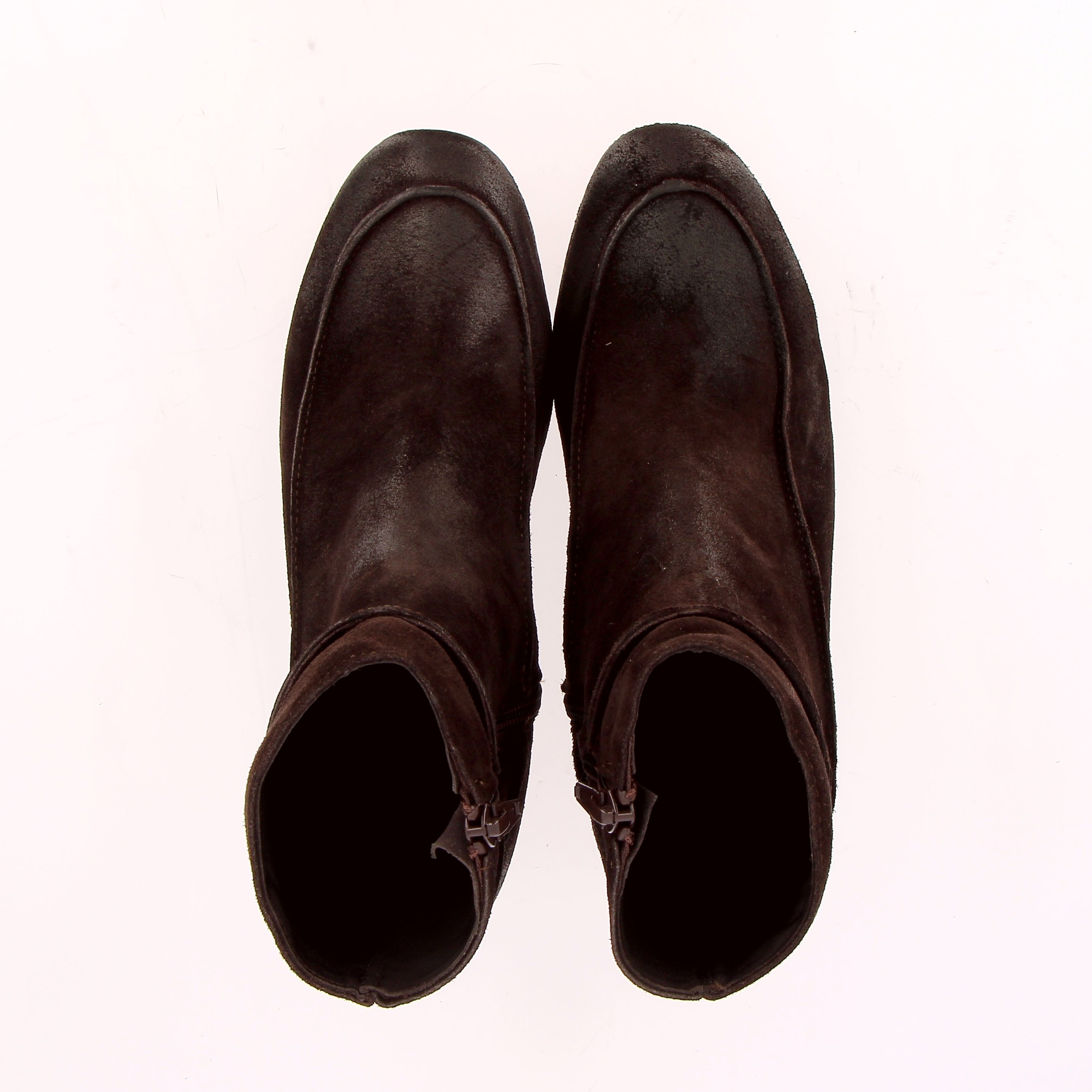 Stivaletto zippato in scamosciato morbido vintage marrone testa di moro