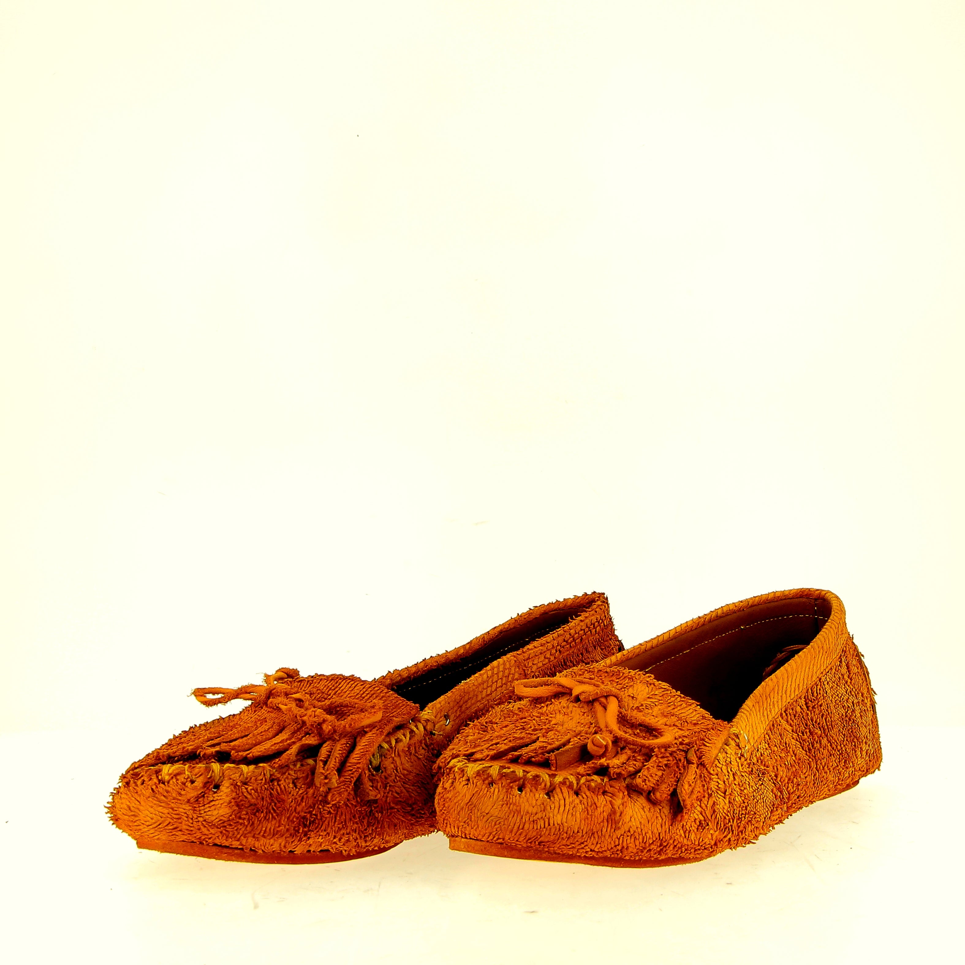 Ochre leather moccasins