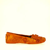 Ochre leather moccasins