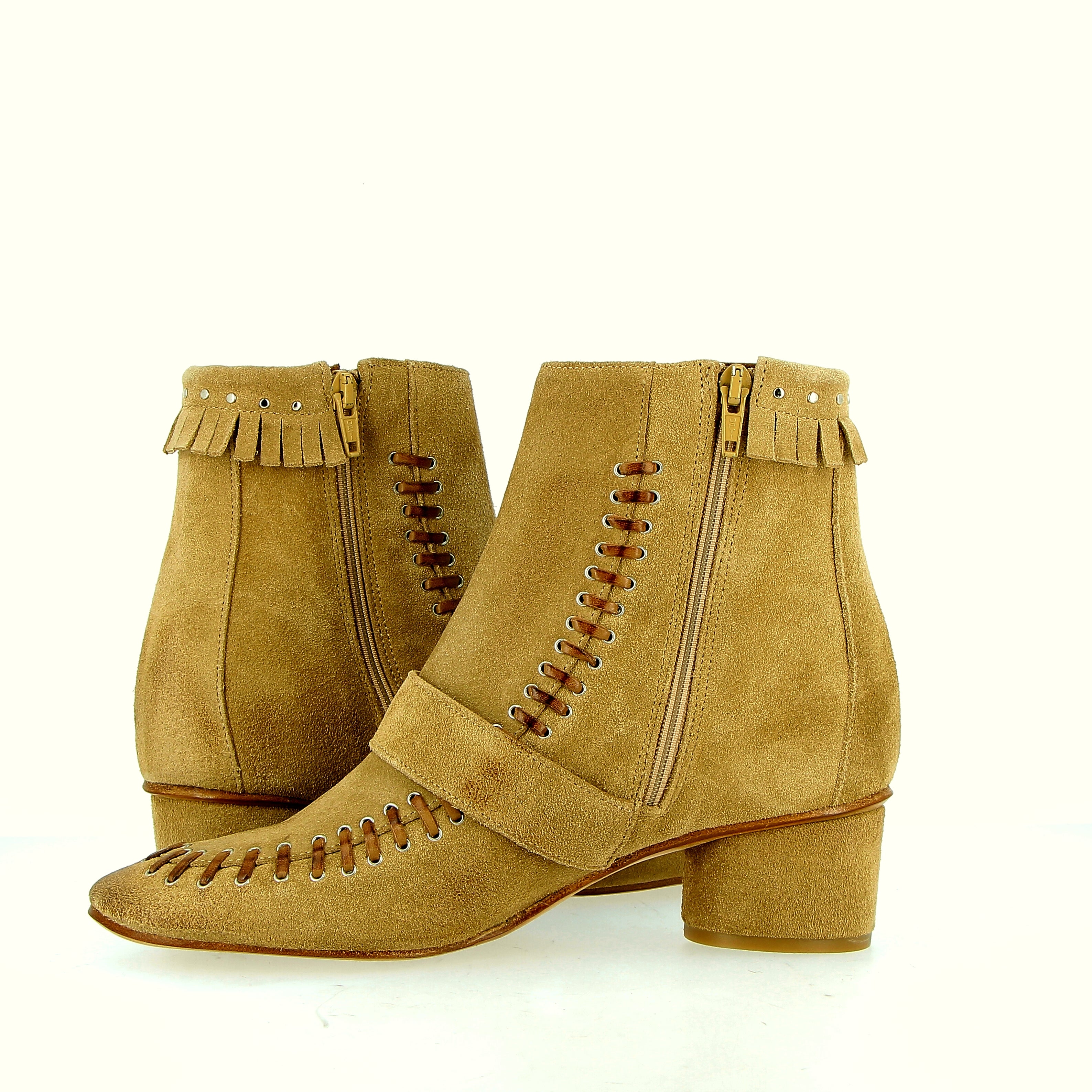 Stivaletto donna in camoscio beige ipersoffice