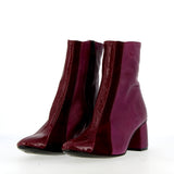 Ankle boot in soft purple leather in three shades