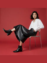 Soft black leather ankle boot