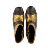 Stivaletto soft in pelle cioccolato e oro
