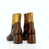 Stivaletto soft in pelle cioccolato e oro