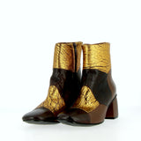 Stivaletto soft in pelle cioccolato e oro