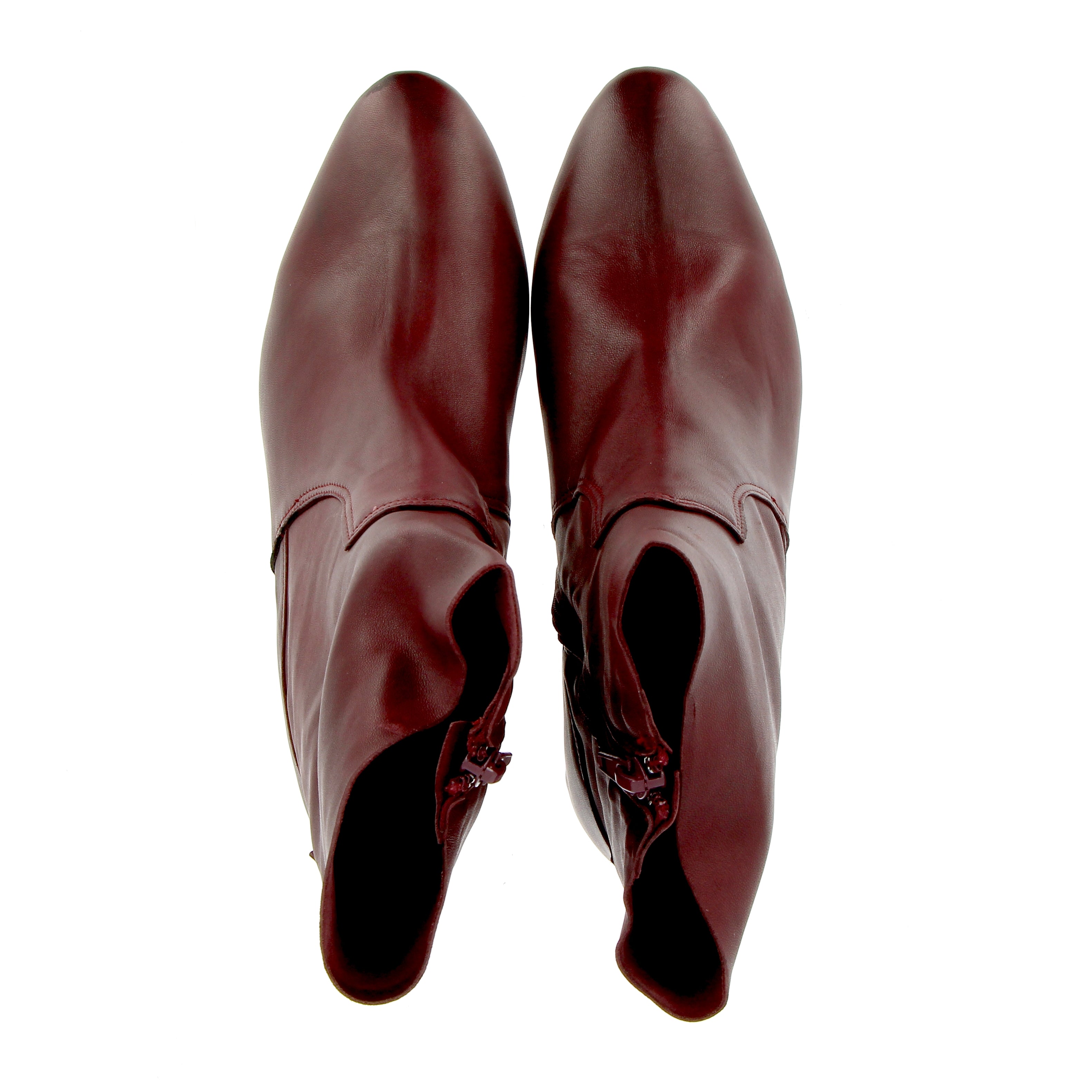 Stivaletto zippato in morbida nappa bordeaux