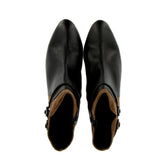 Stivaletto zippato in pelle e camoscio nero marrone