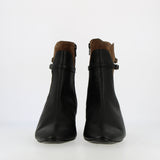 Stivaletto zippato in pelle e camoscio nero marrone