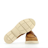 Capri style moccasin in straw and leather