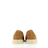 Capri style moccasin in straw and leather