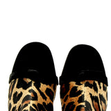 Leopard-print ankle boot with velvet tip.