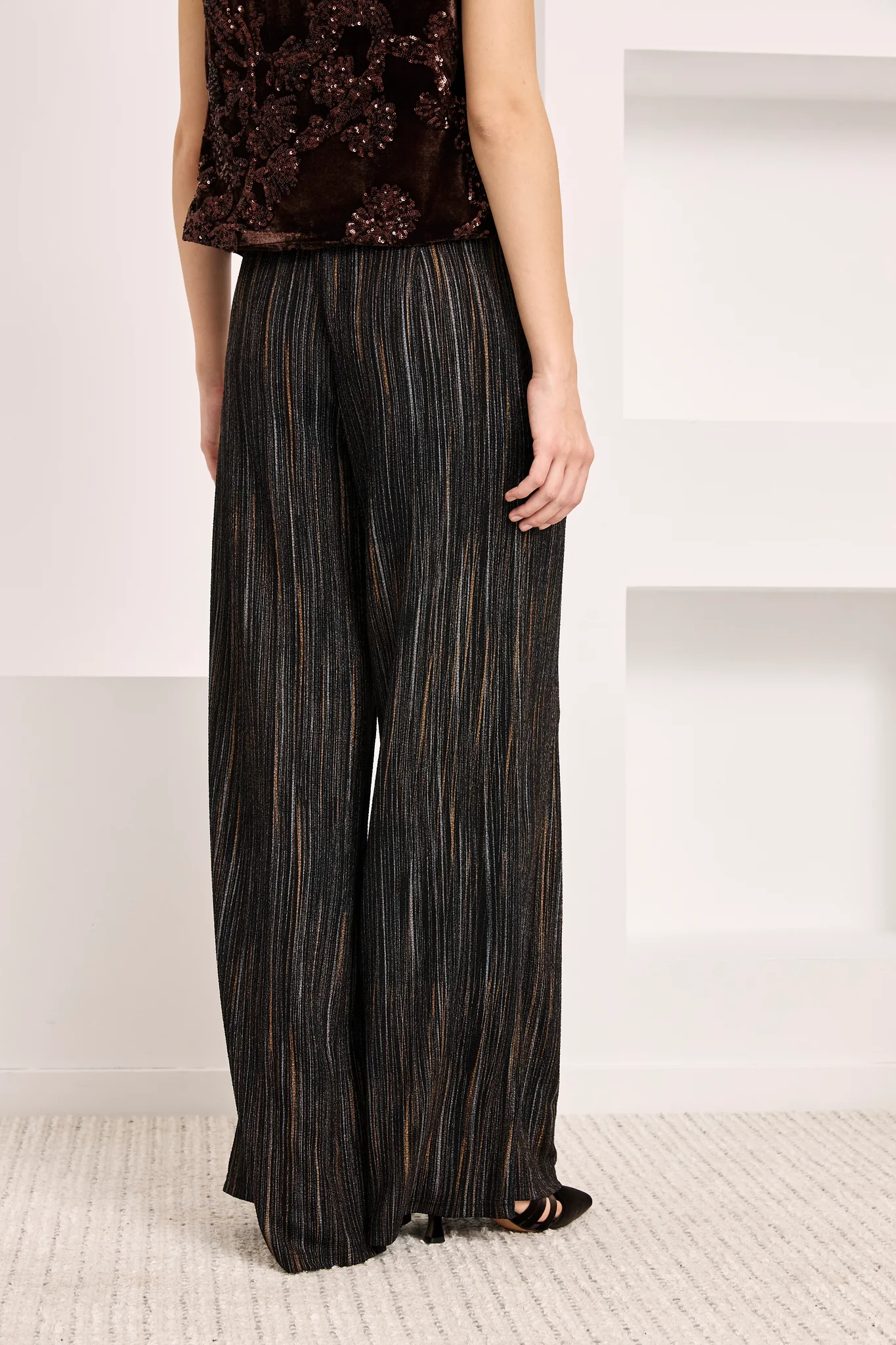Pantaloni in lurex a righe