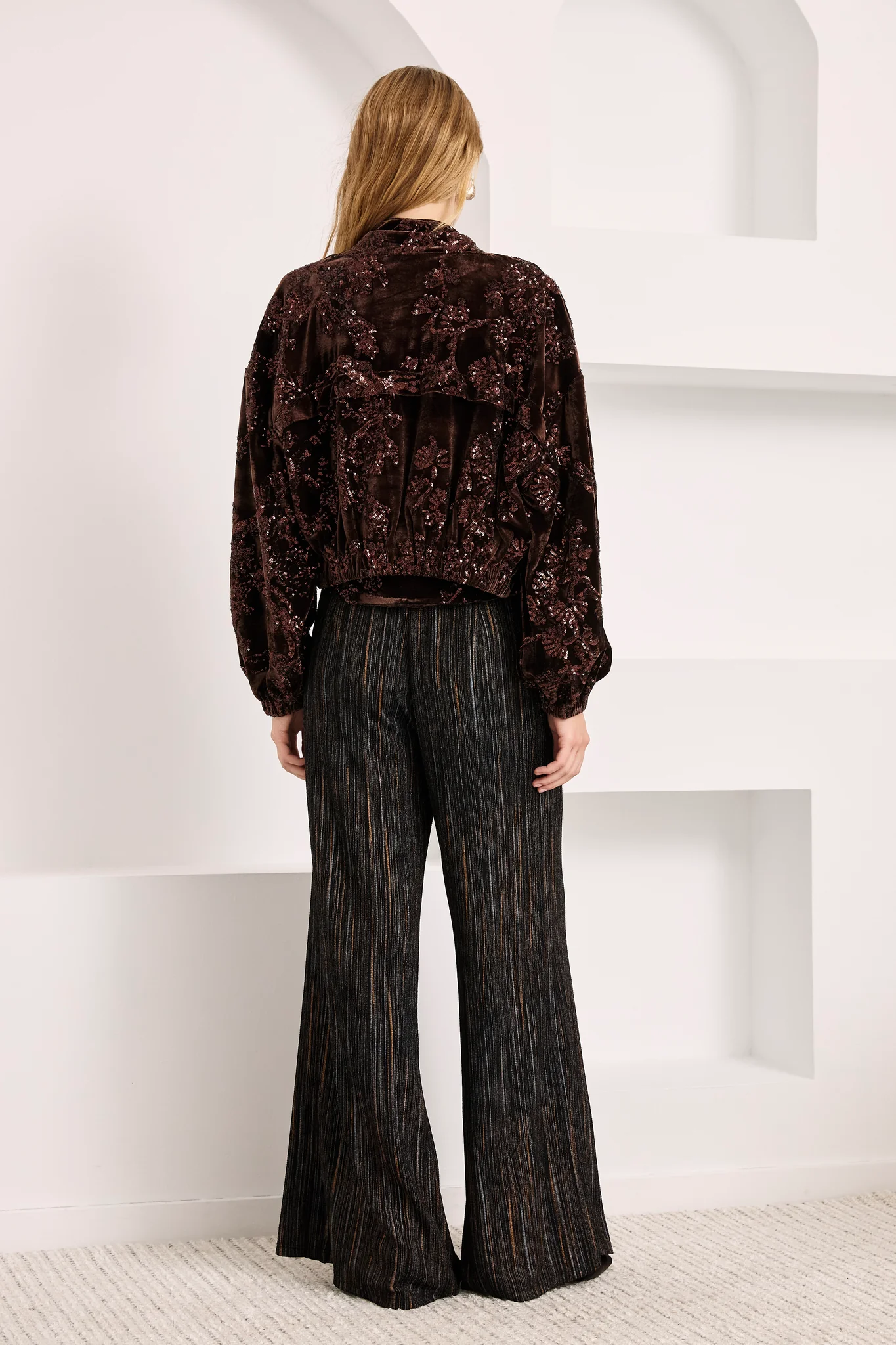 Pantaloni in lurex a righe