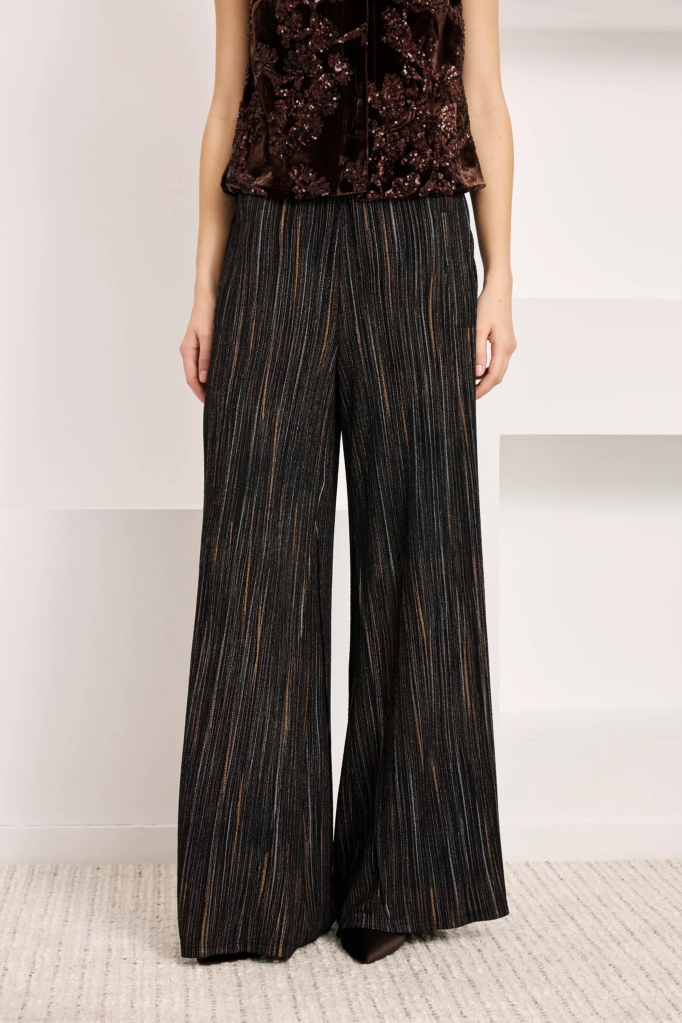 Pantaloni in lurex a righe
