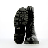 Stivaletto combat boot in vitello nero lucido