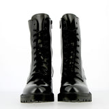 Stivaletto combat boot in vitello nero lucido