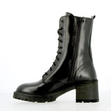 Combat boot in shiny black calfskin